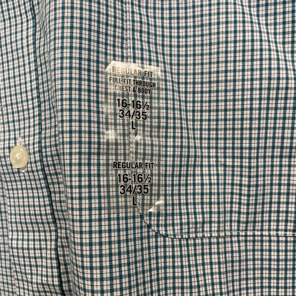IZOD Long Sleeve Blue/White Check Button Up Shirt Regular Fit Men’s Large - Picture 5 of 9